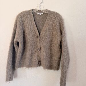 Madewell brown shaggy v neck cardigan
